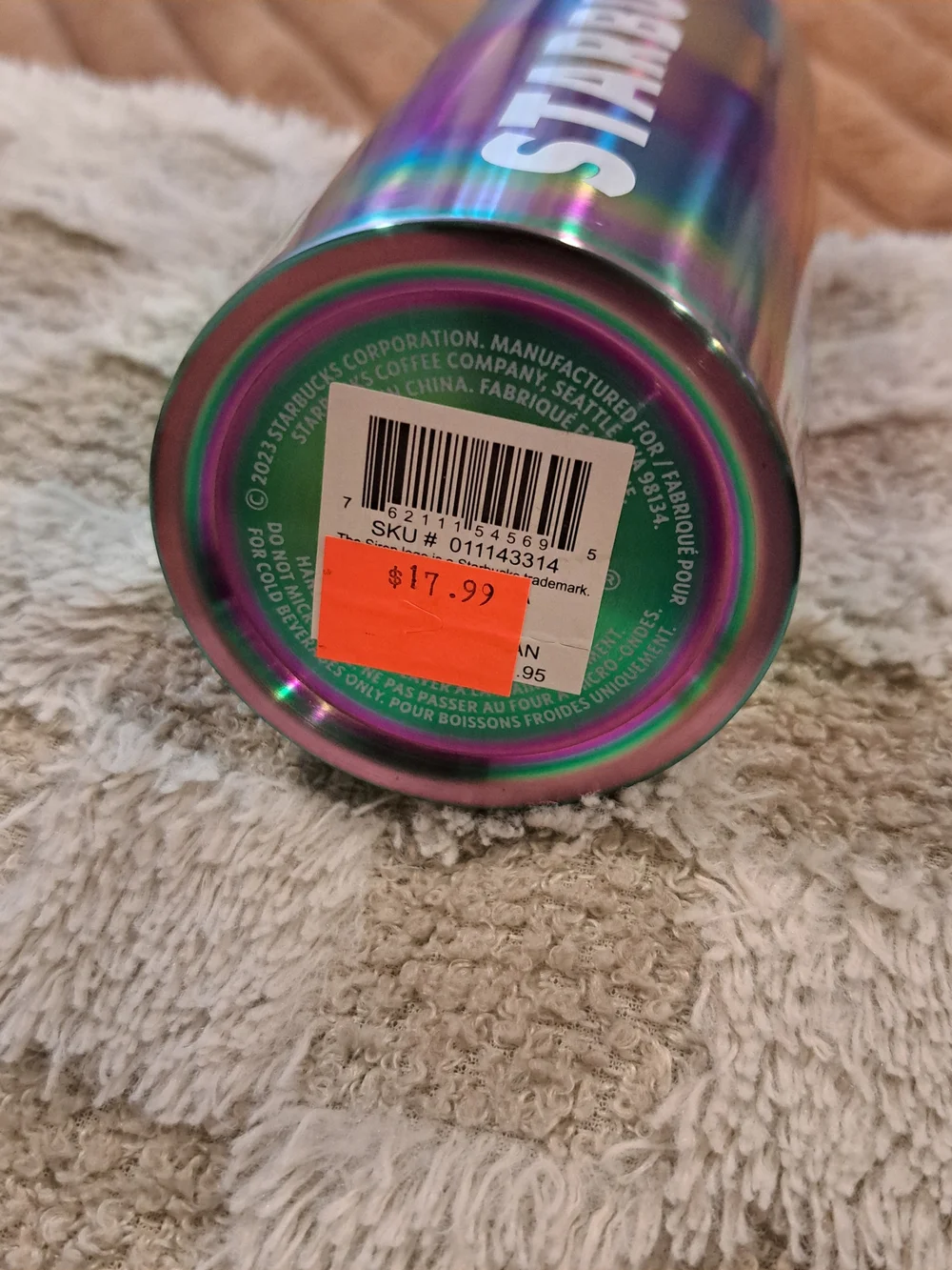 Starbucks Oil Slick Iridescent Rainbow Stainless Steel Cold Cup Tumbler 24 oz